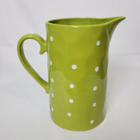 Maxwell & Williams Sprinkle Lime Green Pitcher with Handle Poka Dots 58oz-8" - Picture 1 of 6